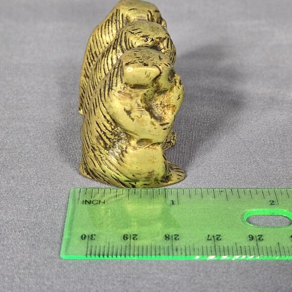 Vintage Brass Three Wise Monkeys Paperweight Made in England Desk Miniature - Picture 9 of 9